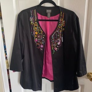 Additions by CHICO’S Black Beaded Size 3 (L/XL)(14-16) 3/4 sleeve Women’s Jacket